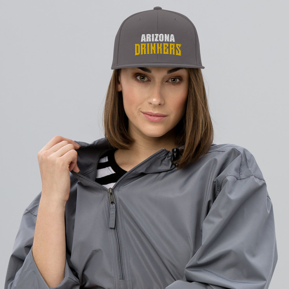 Snapback Hat with Arizona Drinkers in Yellow Color on Front
