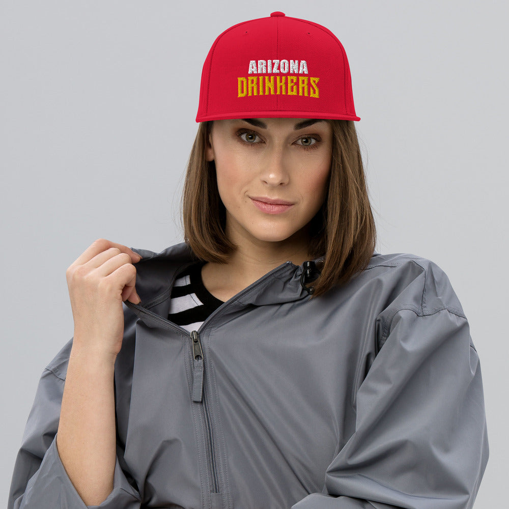 Snapback Hat with Arizona Drinkers in Yellow Color on Front