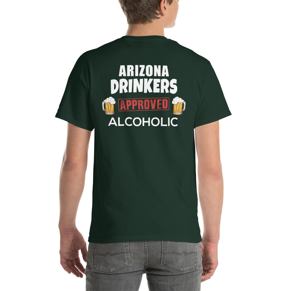 Short Sleeve T-Shirt  with Arizona logo on Front and Drinkers Text on Back