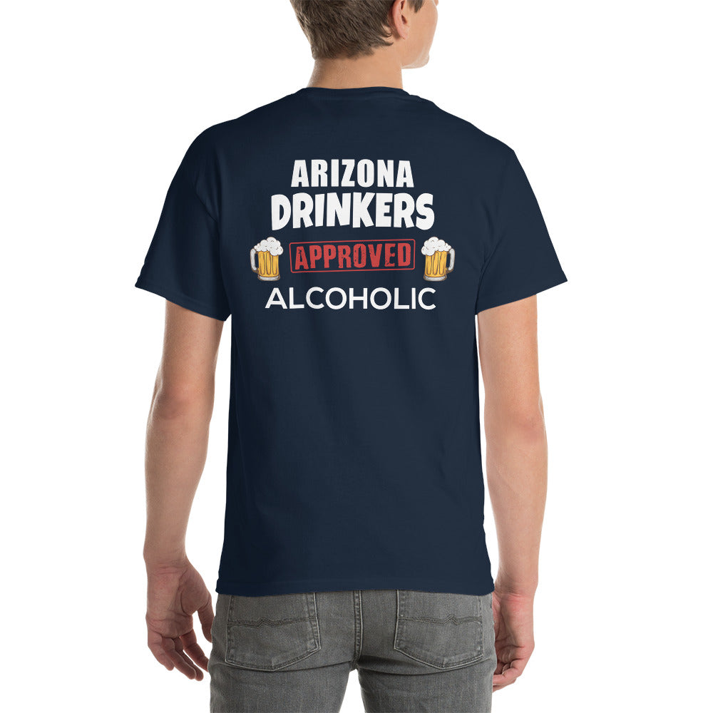 Short Sleeve T-Shirt  with Arizona logo on Front and Drinkers Text on Back