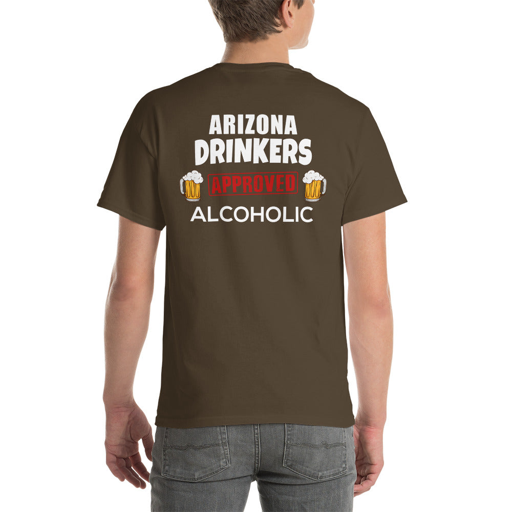 Short Sleeve T-Shirt  with Arizona logo on Front and Drinkers Text on Back