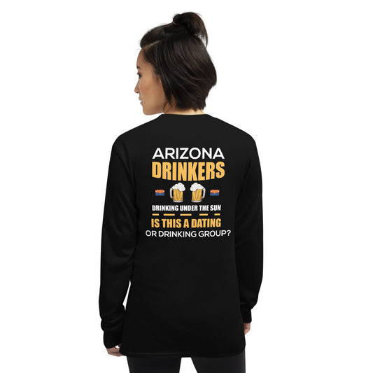 Men’s Long Sleeve Shirt with Arizona Drinkers logo on Front and Drinkers Text on Back