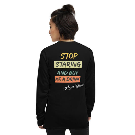 Men’s Long Sleeve Shirt with Arizona Drinkers logo on Front and Drinkers Text on Back