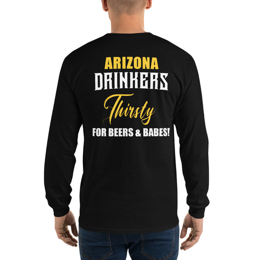 Men’s Long Sleeve Shirt with Arizona Drinkers Logo on Front and Drinkers Text on Back
