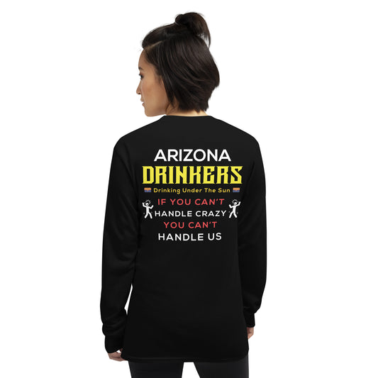 Men’s Long Sleeve Shirt with Arizona Drinkers logo on Front and Drinkers Text on Back