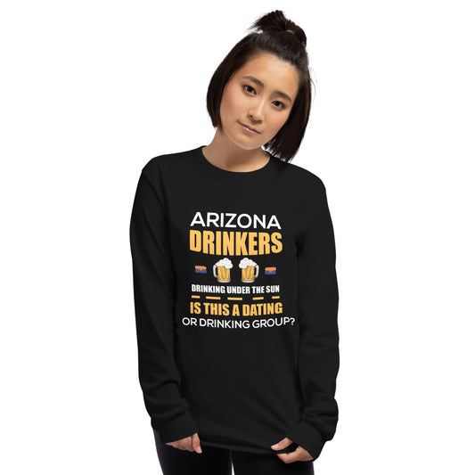 Men’s Long Sleeve Shirt with Drinkers Text on Front
