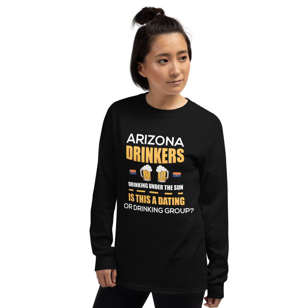 Men’s Long Sleeve Shirt with Drinkers Text on Front