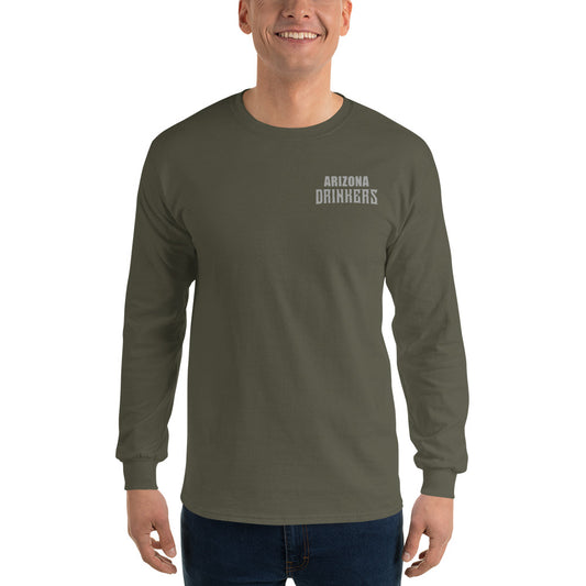 Men’s Long Sleeve Shirt with Arizona Text on Front and Arizona Drinkers Logo on Back