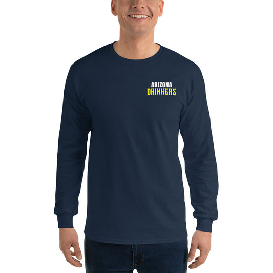 Men’s Long Sleeve Shirt with Arizona Text on Front and Arizona Drinkers Logo on Back