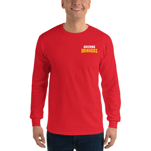 Men’s Long Sleeve Shirt with Arizona Text on Front and Arizona Drinkers Logo on Back