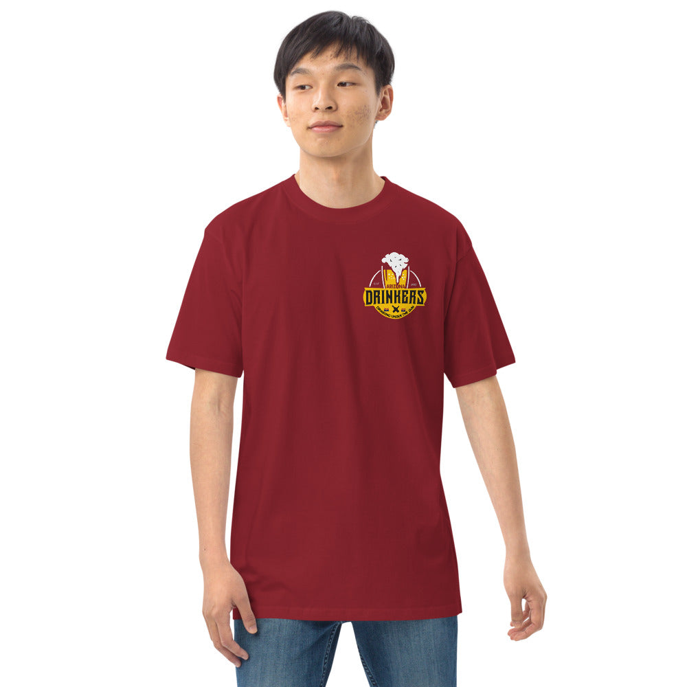 Men’s premium heavyweight tee with Arizona logo on left chest & Drinkers Text Back