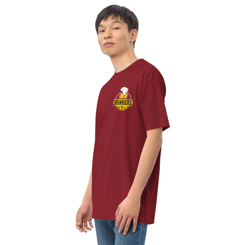 Men’s premium heavyweight tee with Arizona logo on left chest & Drinkers Text Back