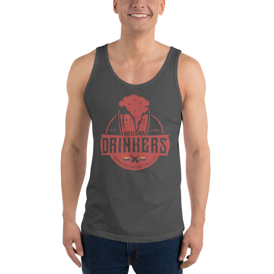 Unisex Tank Top with Arizona Drinkers Logo on Front in Red
