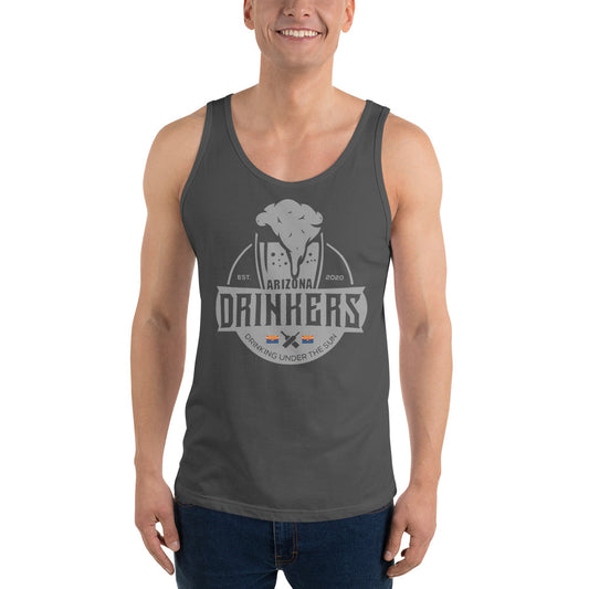Unisex Tank Top with Arizona Drinkers Logo on Front in Grey