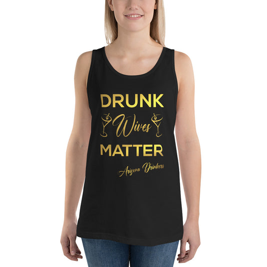 Unisex Tank Top with Drinkers Text on Front