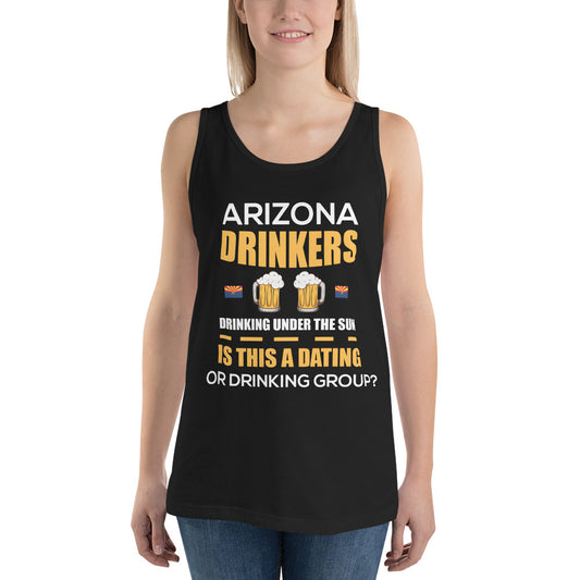 Unisex Tank Top with Drinkers Text on Front
