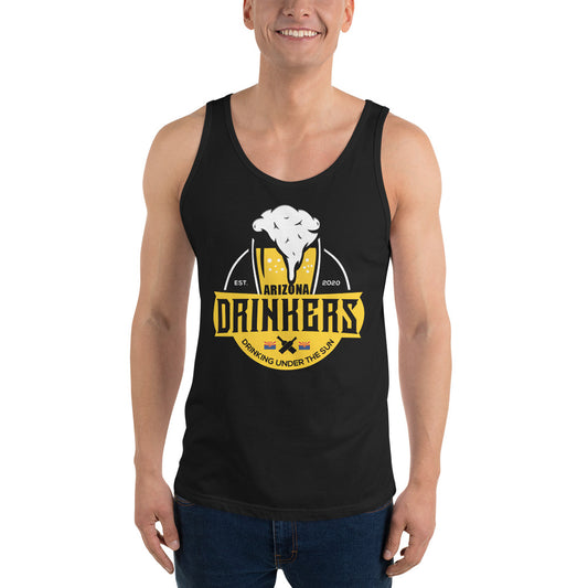 Unisex Tank Top with Arizona Drinkers Logo on Front in Yellow