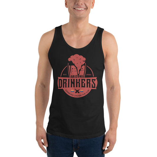Unisex Tank Top with Arizona Drinkers Logo on Front in Red