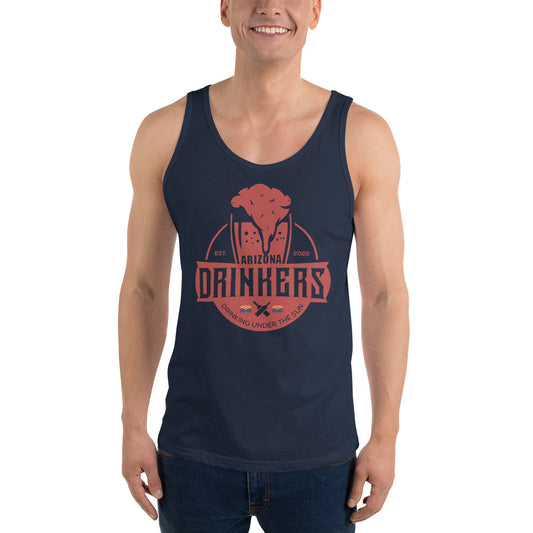 Unisex Tank Top with Arizona Drinkers Logo on Front in Red