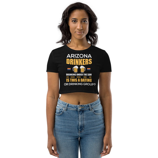 Organic Crop Top with Drinkers Text on Front