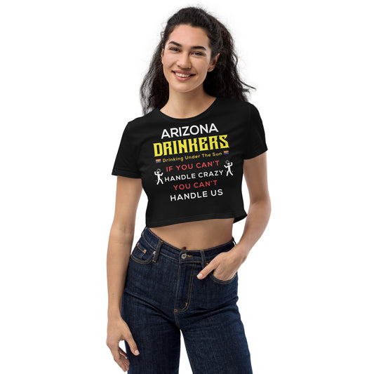 Organic Crop Top with Drinkers Text on Front