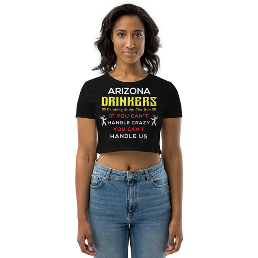 Organic Crop Top with Drinkers Text on Front