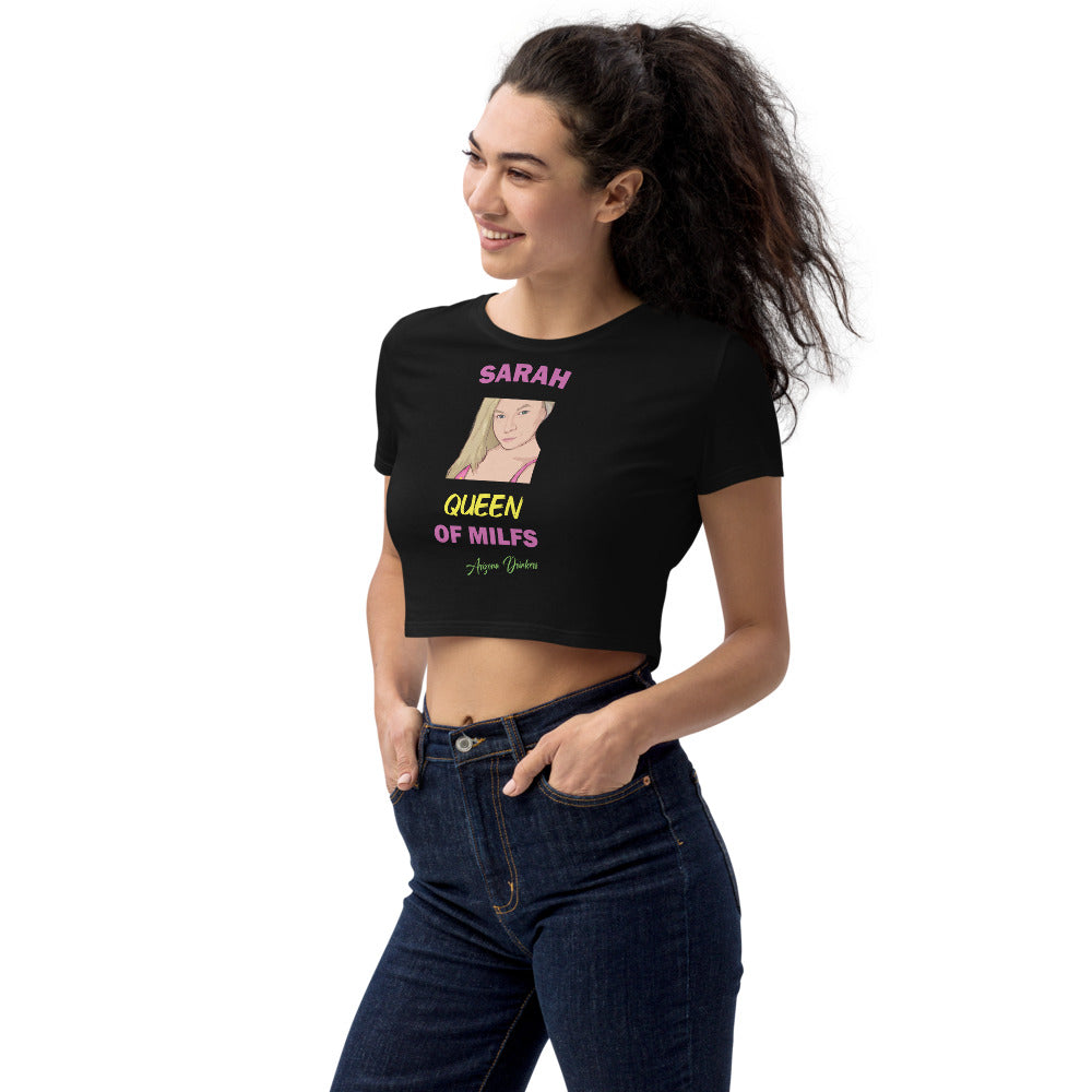 Organic Crop Top with Custom Text of Sarah