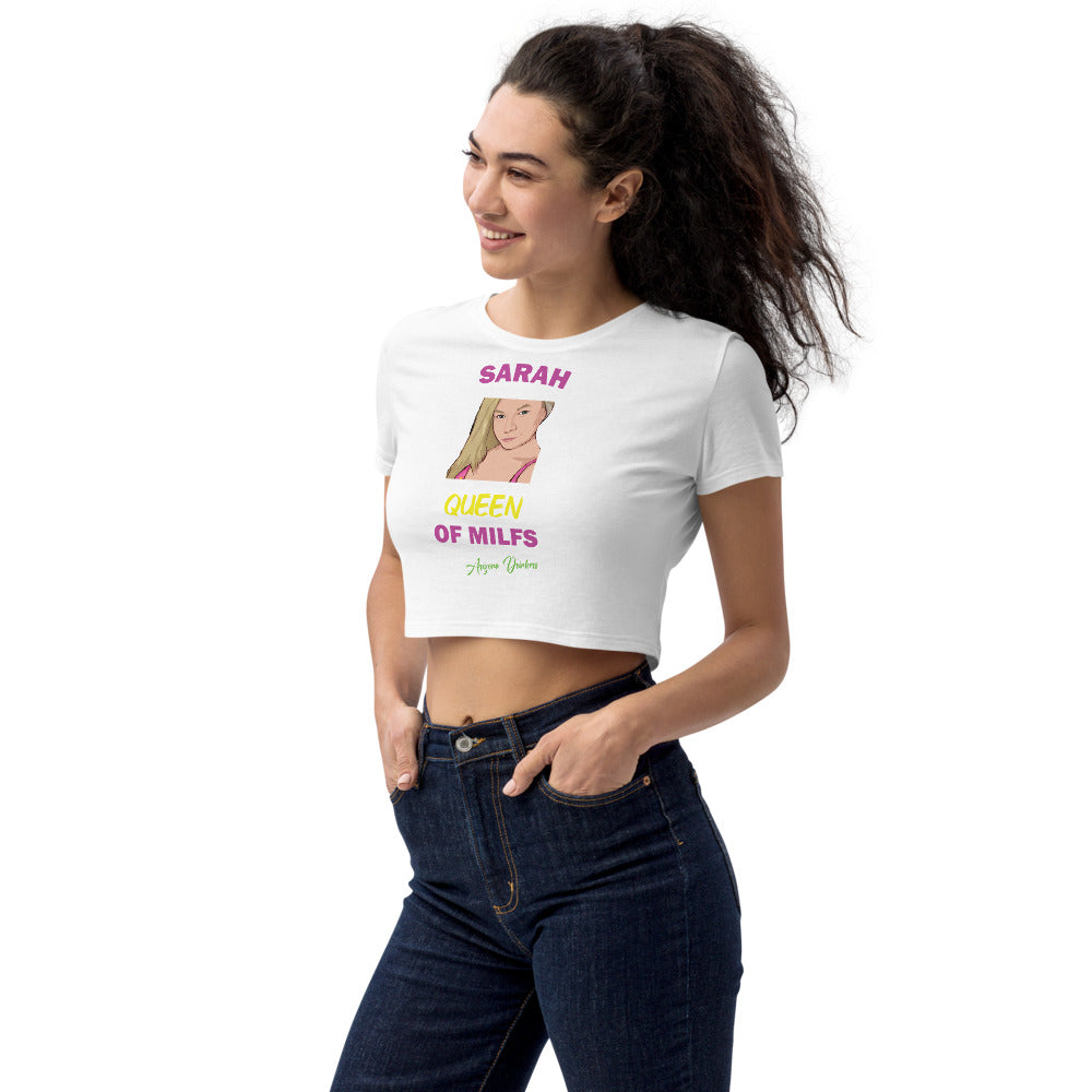 Organic Crop Top with Custom Text of Sarah