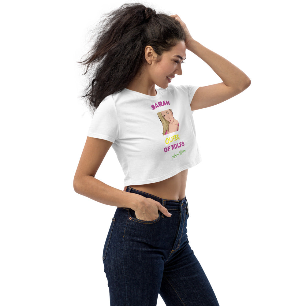 Organic Crop Top with Custom Text of Sarah