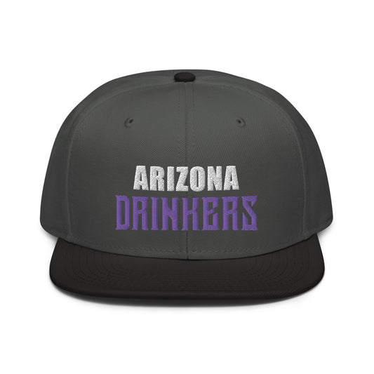 Snapback Hat with Arizona Drinkers in Violet Color on Front