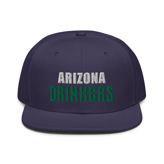 Snapback Hat with Arizona Drinkers in Green Color on Front