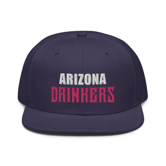 Snapback Hat with Arizona Drinkers in Pink Color on Front