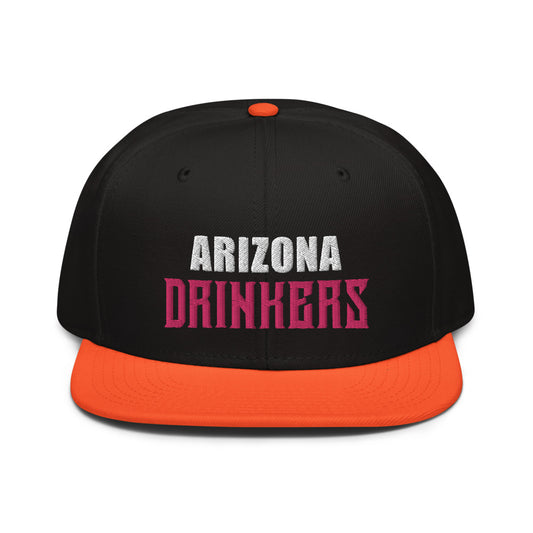 Snapback Hat with Arizona Drinkers in Pink Color on Front