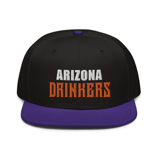 Snapback Hat with Arizona Drinkers in Orange Color on Front