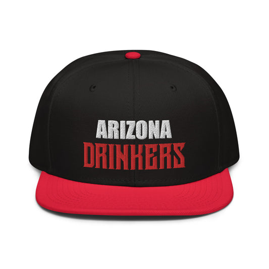 Snapback Hat with Arizona Drinkers in Red Color on Front