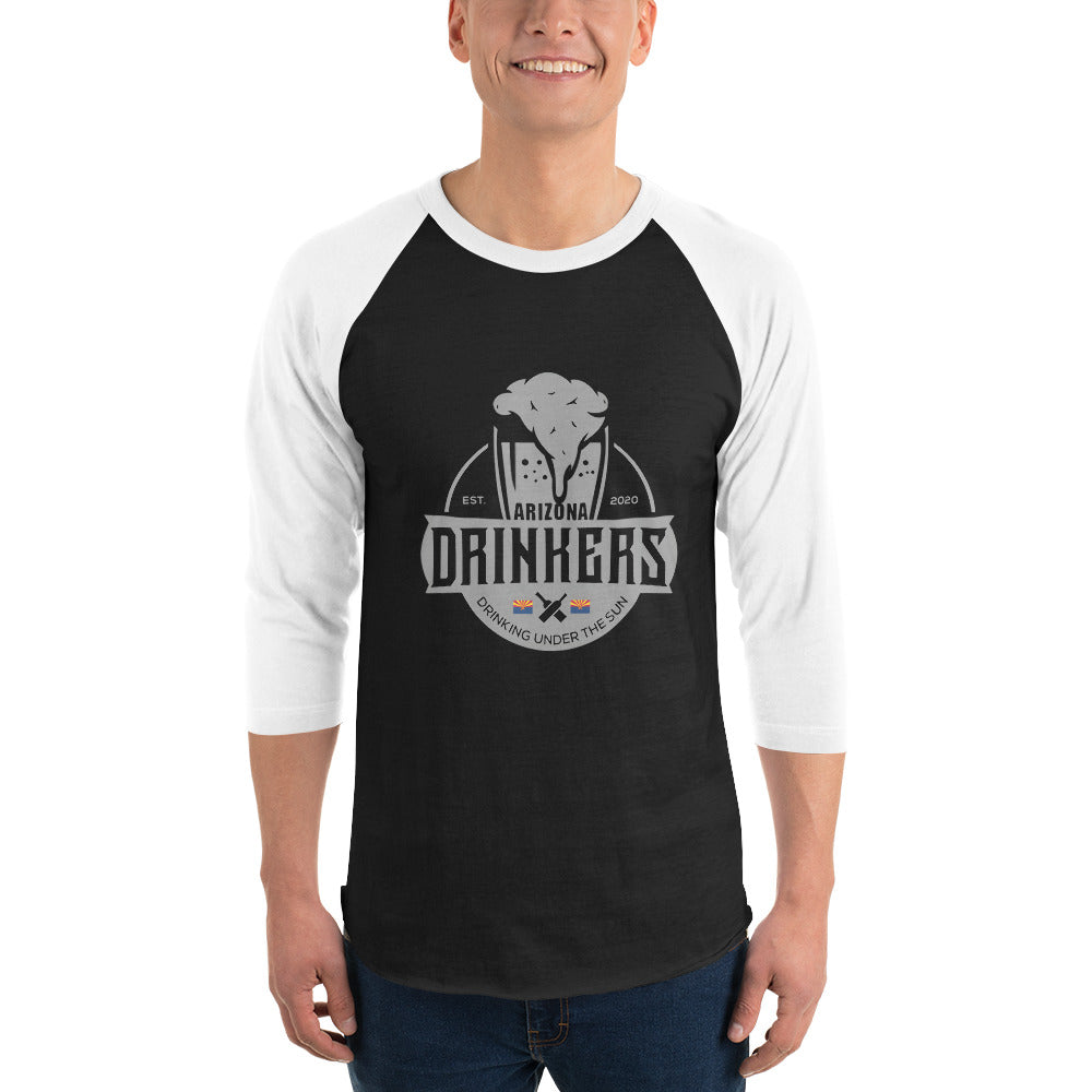 3/4 sleeve raglan shirt with Arizona Drinkers Logo on front