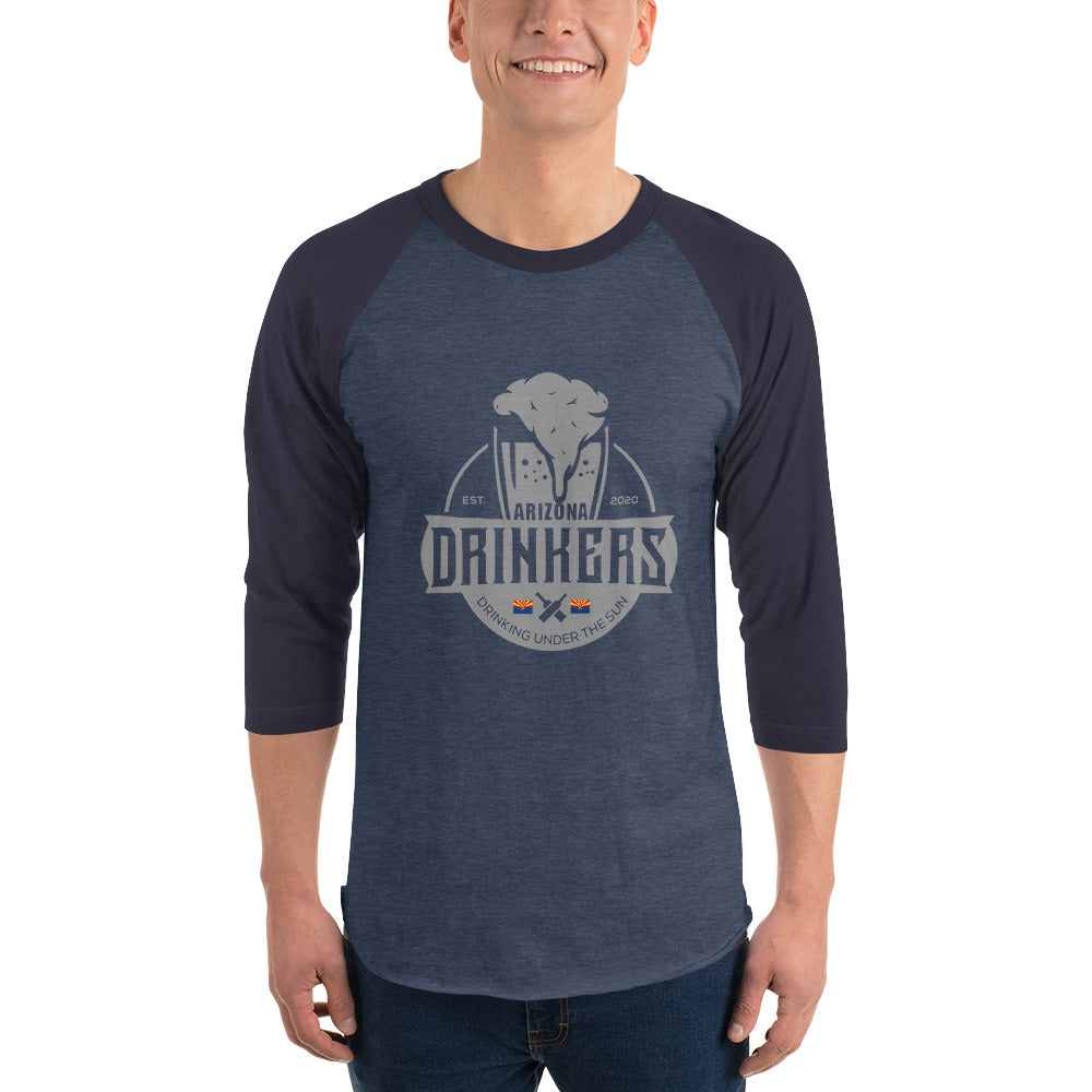 3/4 sleeve raglan shirt with Arizona Drinkers Logo on front