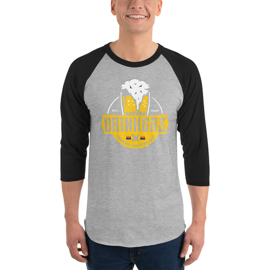 3/4 sleeve raglan shirt with Arizona Drinkers Logo On Front In Yellow
