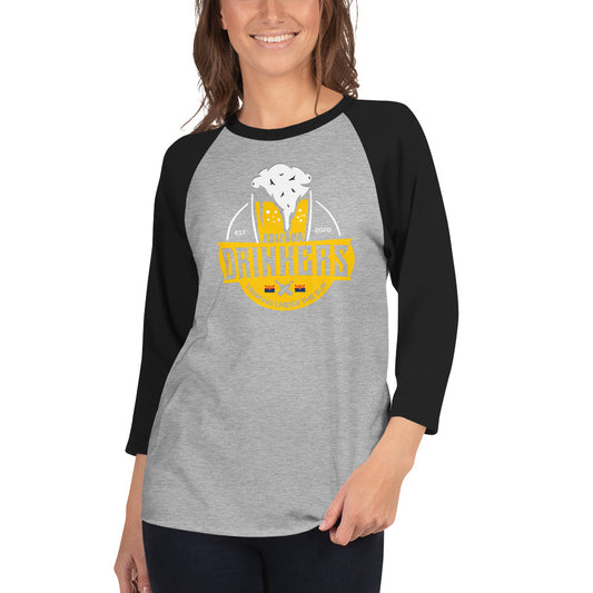 3/4 sleeve raglan shirt with Arizona Drinkers Logo on Front in Yellow