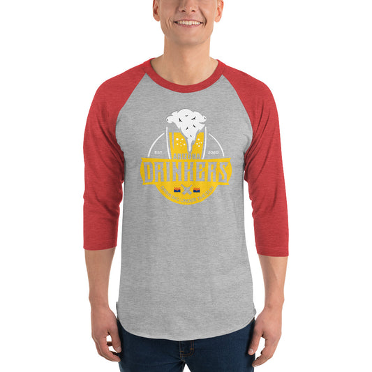 3/4 sleeve raglan shirt with Arizona Drinkers Logo On Front In Yellow
