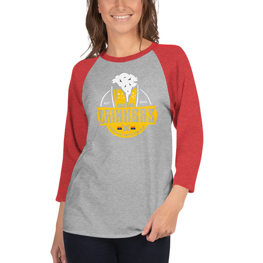 3/4 sleeve raglan shirt with Arizona Drinkers Logo on Front in Yellow