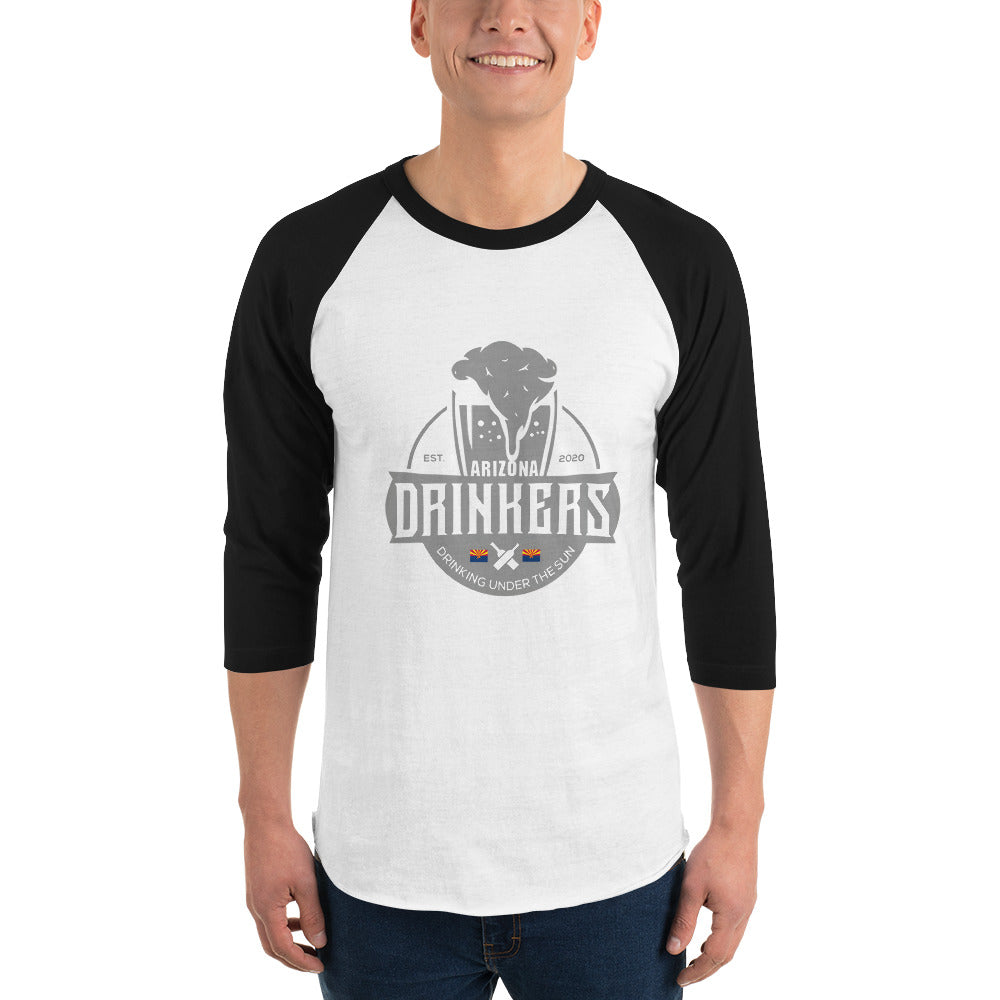 3/4 sleeve raglan shirt with Arizona Drinkers Logo on front