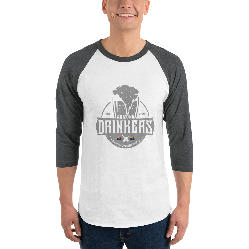 3/4 sleeve raglan shirt with Arizona Drinkers Logo on front
