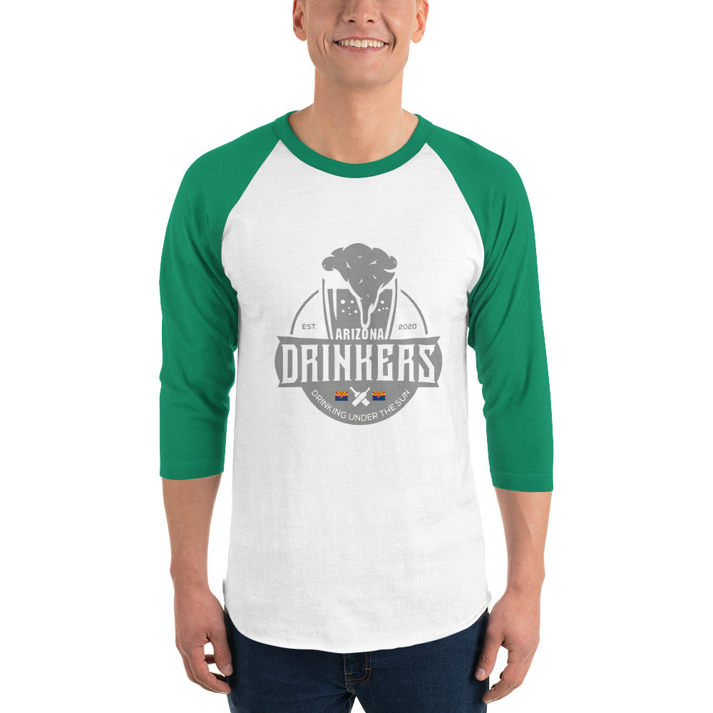 3/4 sleeve raglan shirt with Arizona Drinkers Logo on front