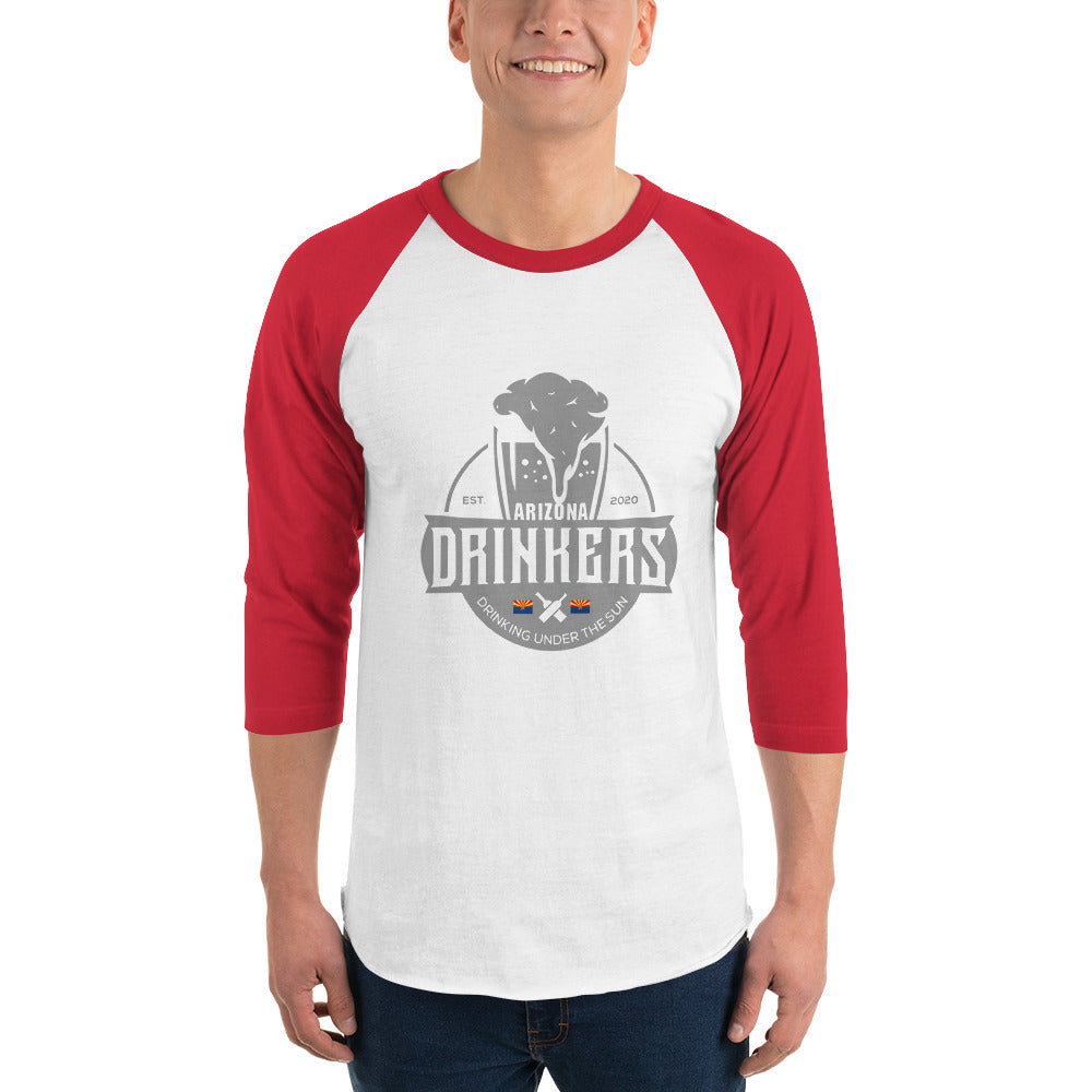 3/4 sleeve raglan shirt with Arizona Drinkers Logo on front