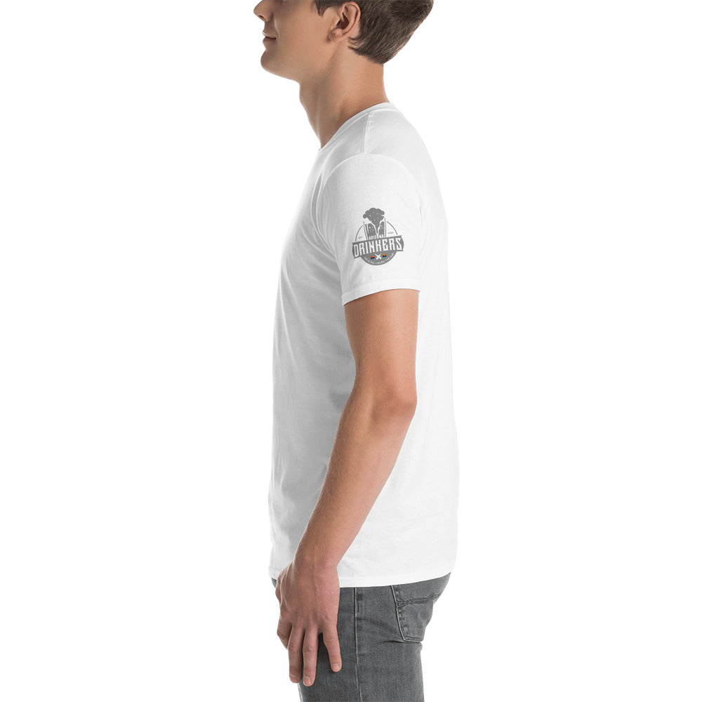 Short-Sleeve Unisex T-Shirt with Arizona drinkers logo on both sleeves