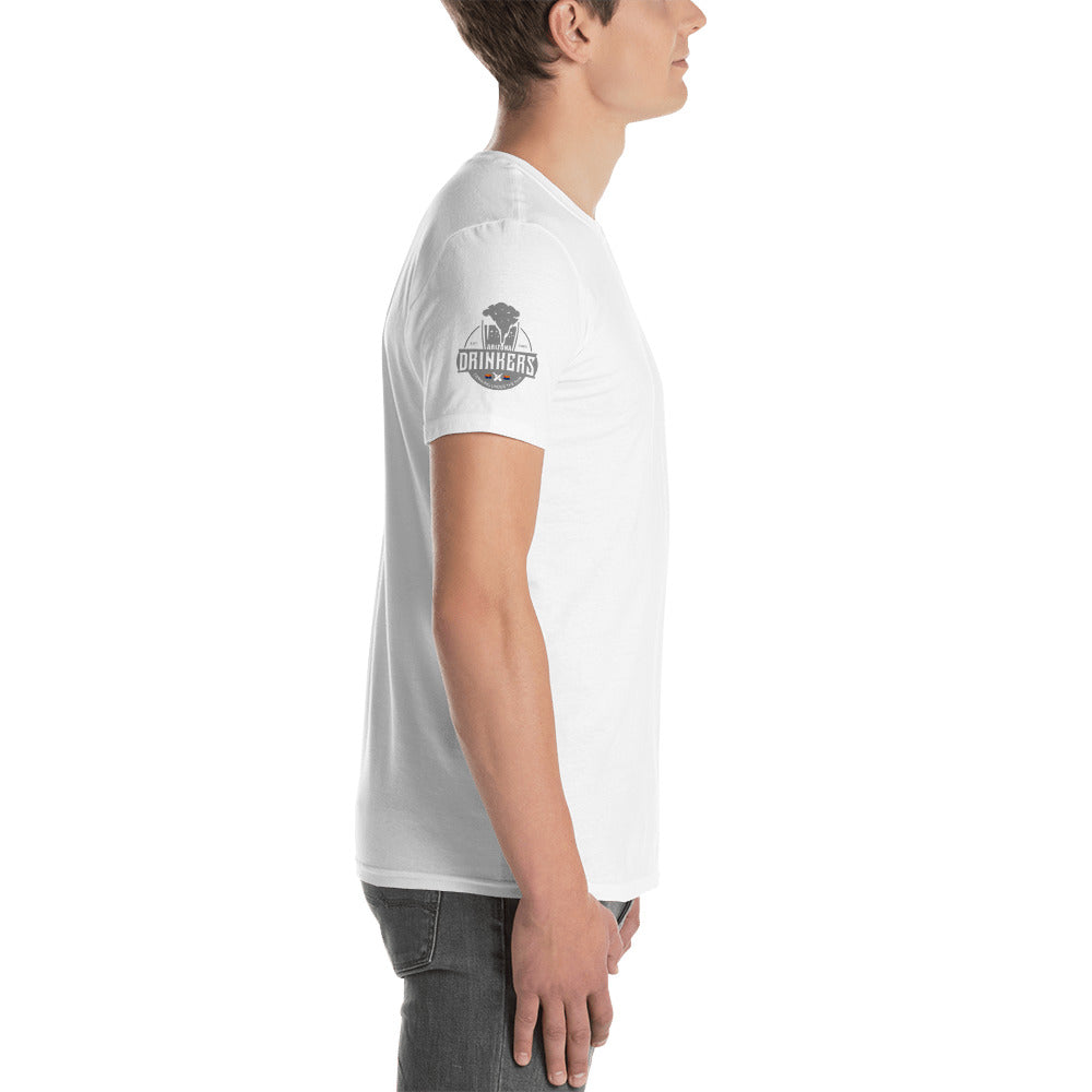 Short-Sleeve Unisex T-Shirt with Arizona drinkers logo on both sleeves
