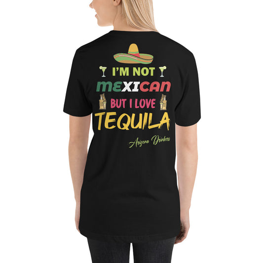 Short-sleeve unisex t-shirt with Arizona Drinkers logo on Front and Drinkers Text on Back