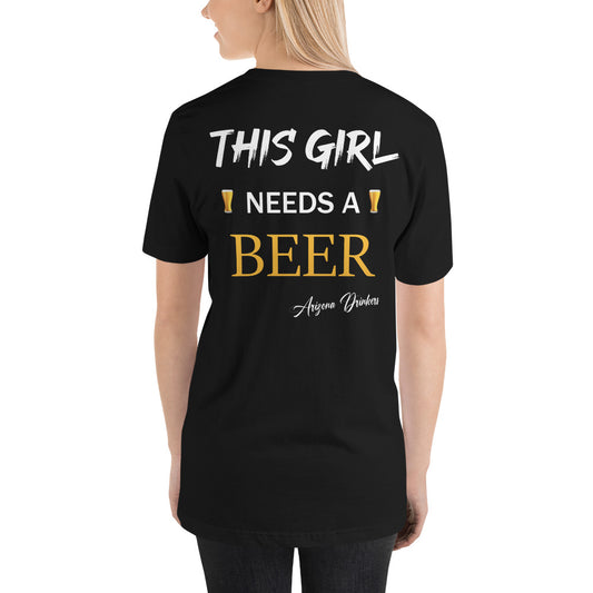 Unisex t-shirt with Arizona Drinkers logo on Front and Drinkers Text on Back