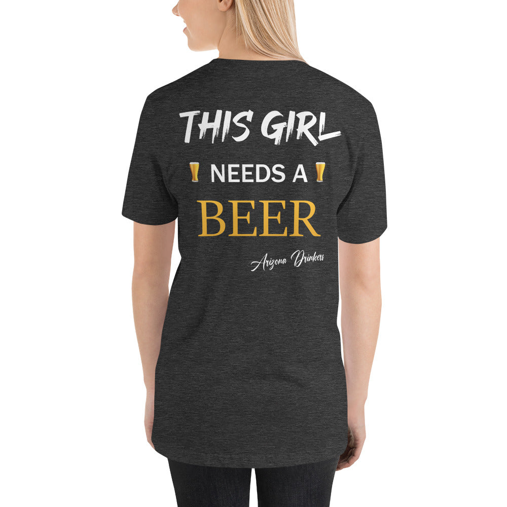 Unisex t-shirt with Arizona Drinkers logo on Front and Drinkers Text on Back